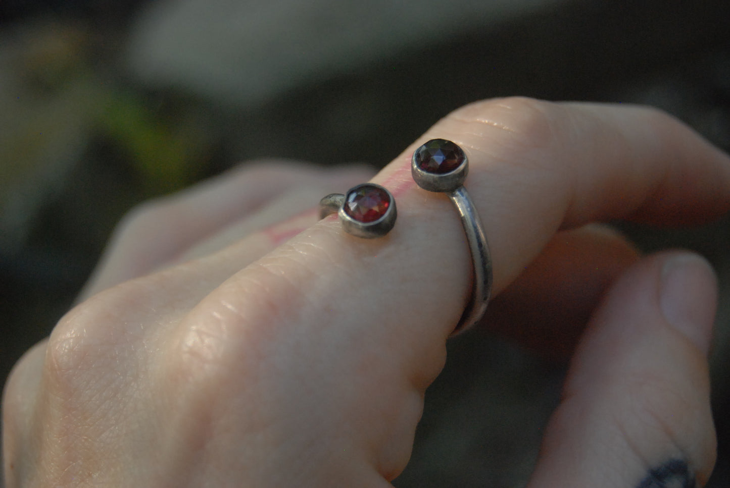 Open Garnet Ring Sz- 5.5-7