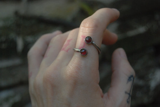Open Garnet Ring Sz- 5.5-7