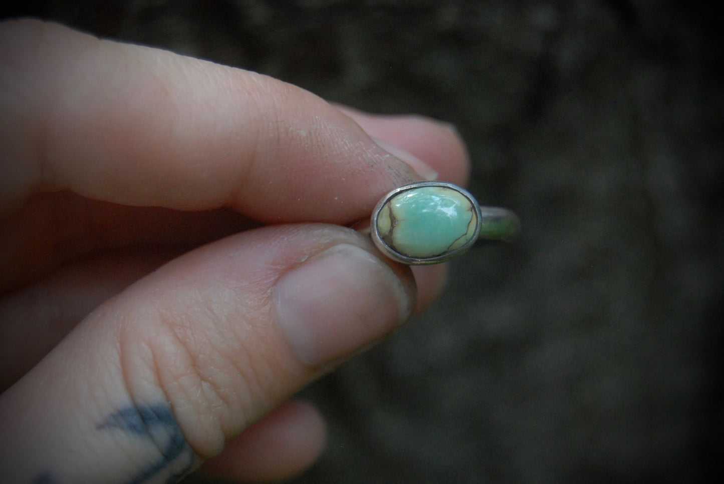 Oval turquoise thick stack ring