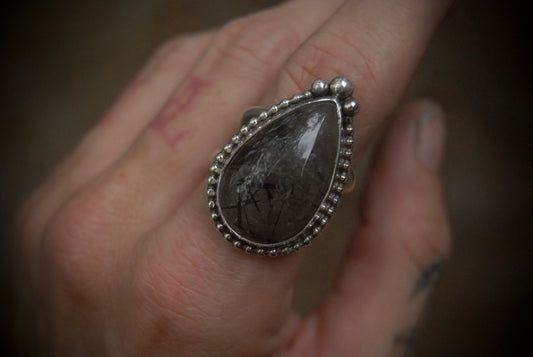 Rutilated Quartz Ring sz-8