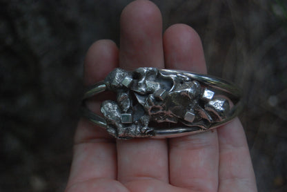 Silver nugget cuff