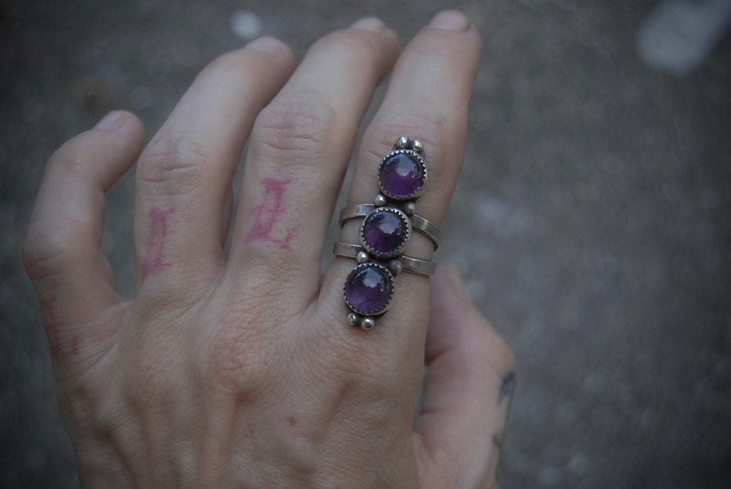 triple amethyst ring |size-5.75|