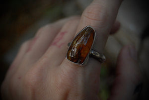 Unique Shaped Amber Nugget Ring SZ- 9