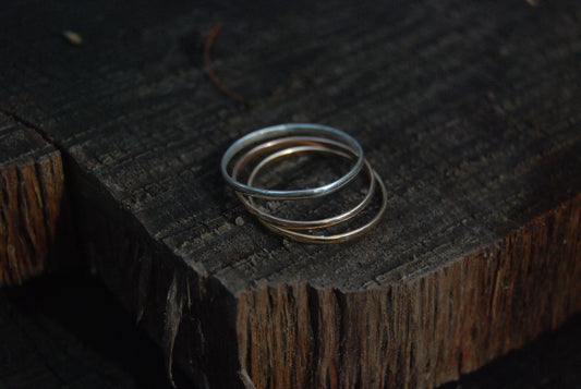 Golden sunset stacking rings