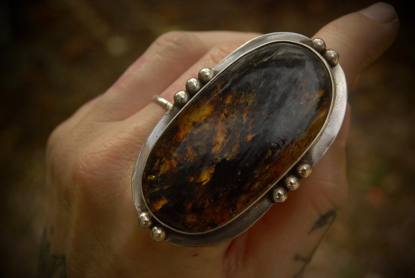 Large Oval Amber sz-6.75