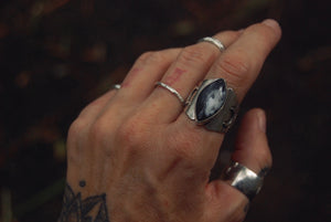 Dendritic Moon Shield Ring sz-9.25