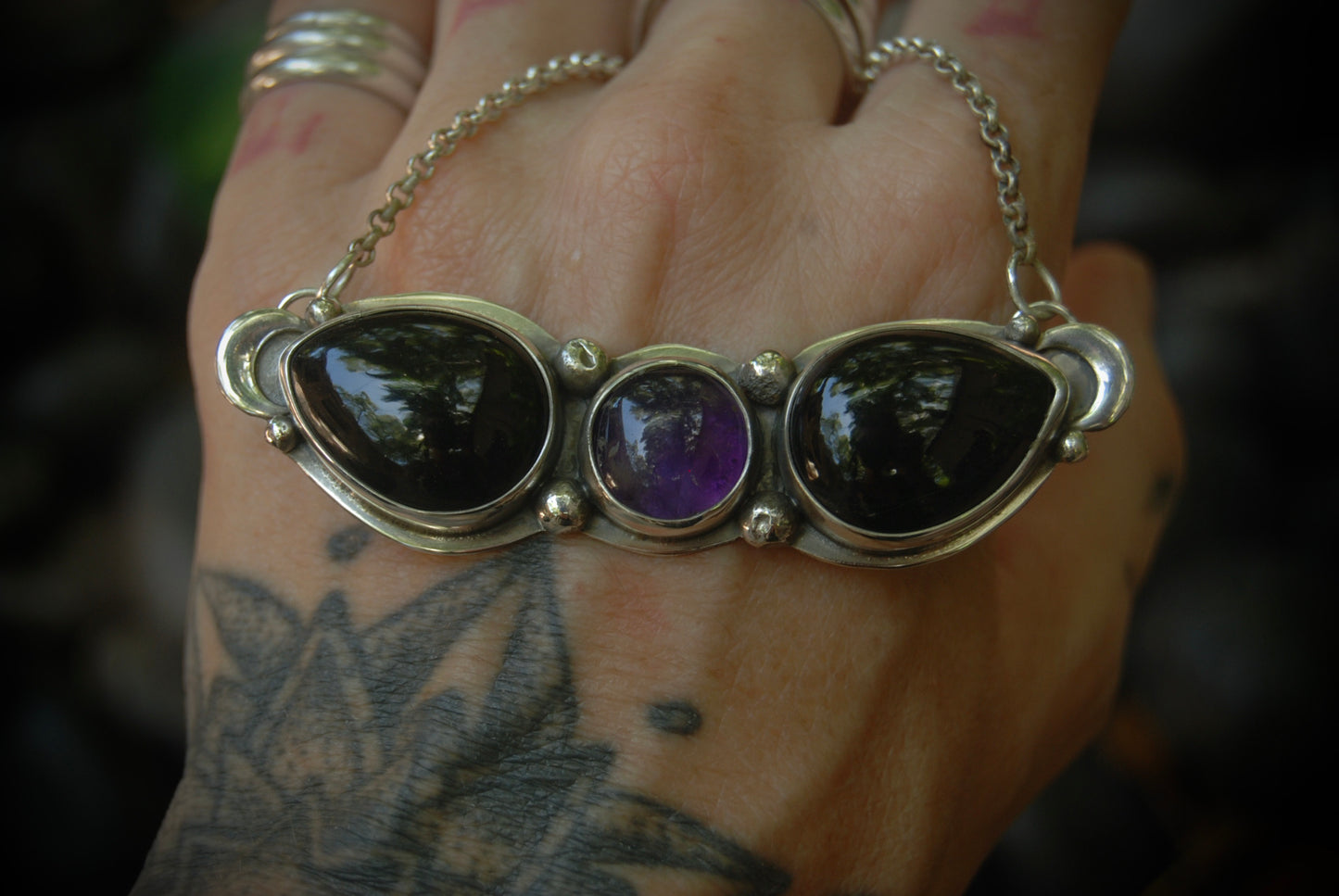 Onyx and Amethyst Luna Moth