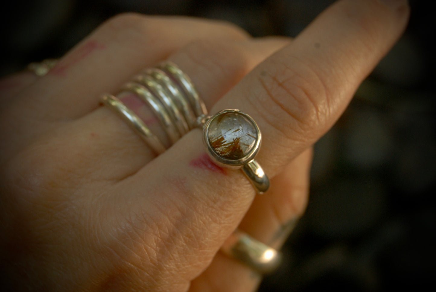 Rutilated Quartz Stack Ring sz-5.25