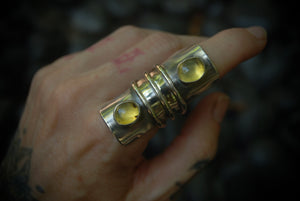 Amber Shield Ring sz-8