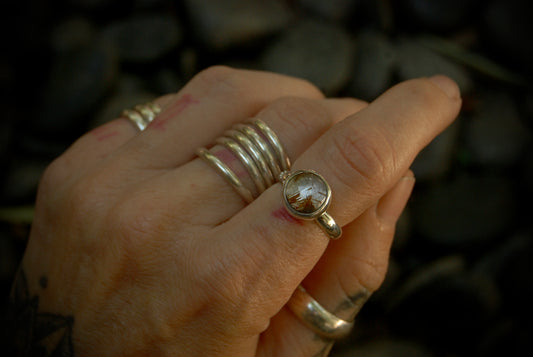 Rutilated Quartz Stack Ring sz-5.25