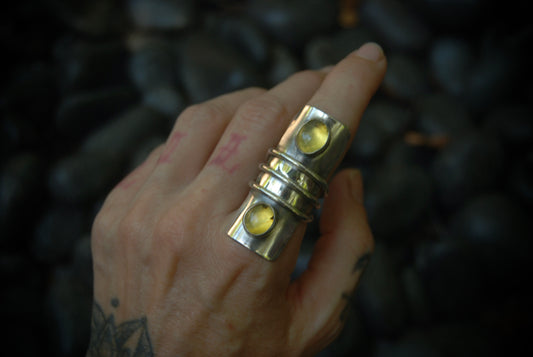 Amber Shield Ring sz-8