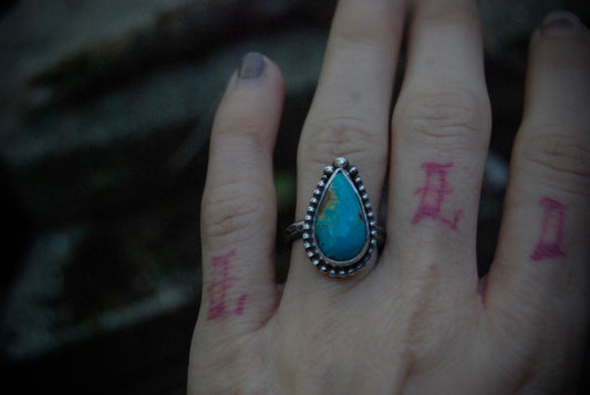 Teardrop Turquoise Ring SZ- 5.5