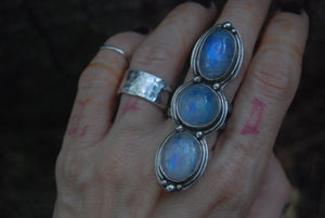 Triple moonstone ring