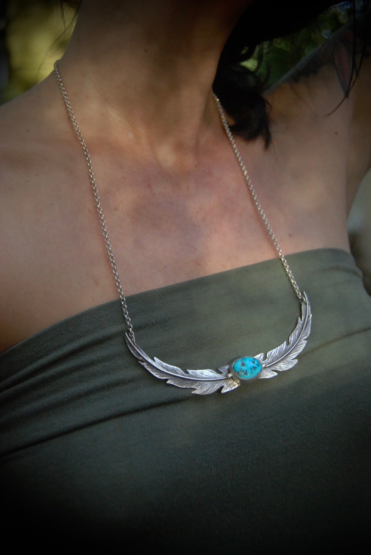 Turquoise Feathers Necklace