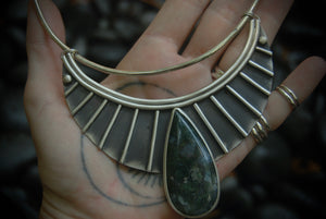 Moss Agate Neck Ring