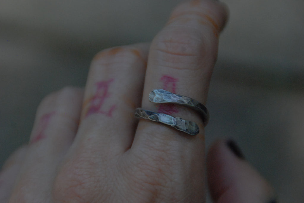 Hammered thick band ring