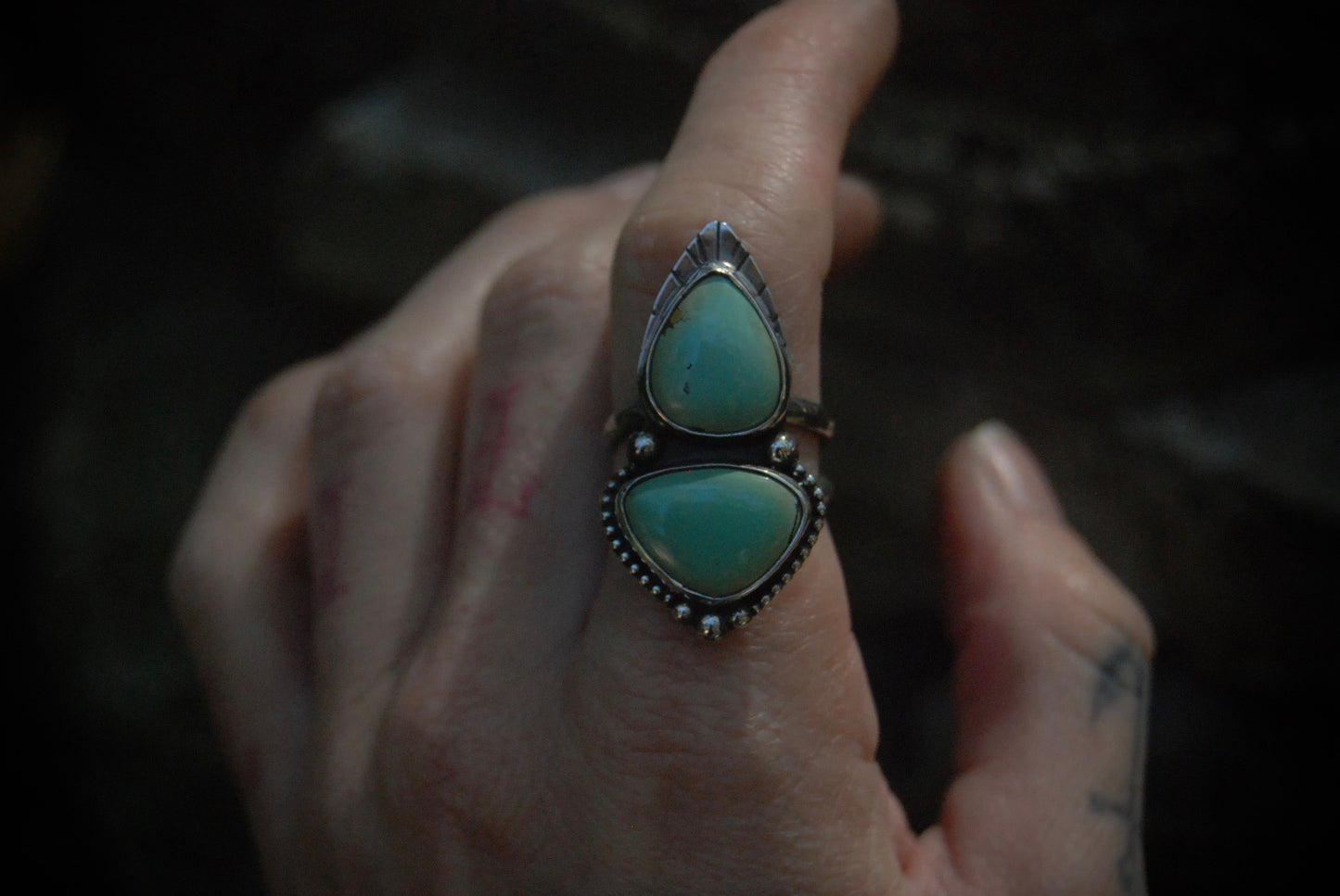 SZ- 7.5 Double Turquoise Ring