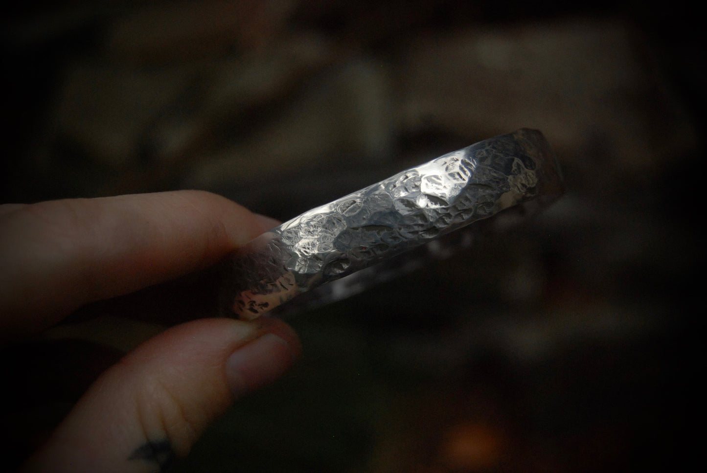 Hammered thick bangle