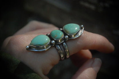 SZ- 7.75 Triple Turquoise Ring