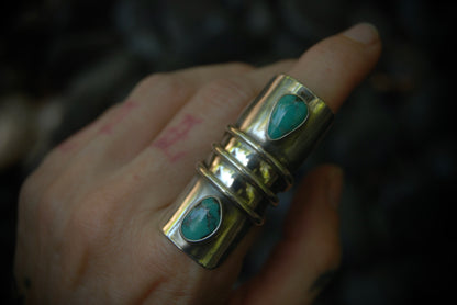 Turquoise Shield Ring sz-6.75