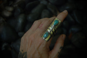 Turquoise Shield Ring sz-6.75