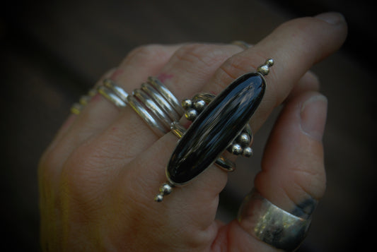 Long Onyx Ring 2 sz-8