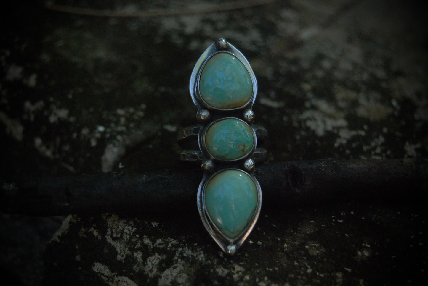 SZ- 7.75 Triple Turquoise Ring