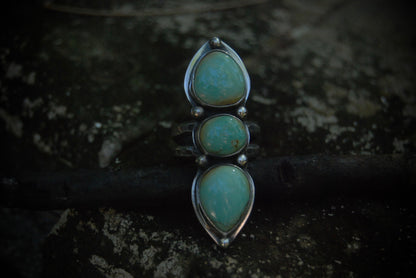 SZ- 7.75 Triple Turquoise Ring