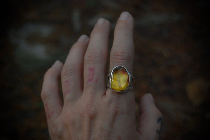 Amber Nugget Ring SZ- 8.25