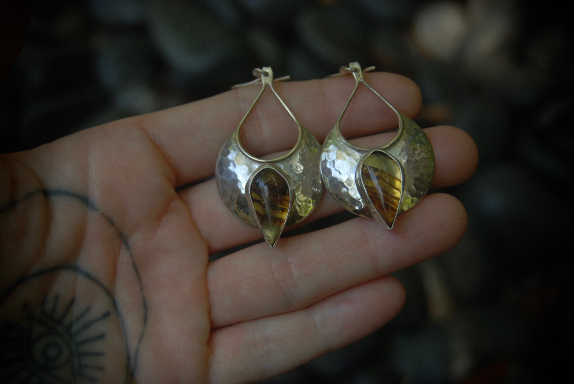 Amber Crescent Earrings