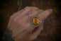 Beaded Amber Ring sz- 6.75