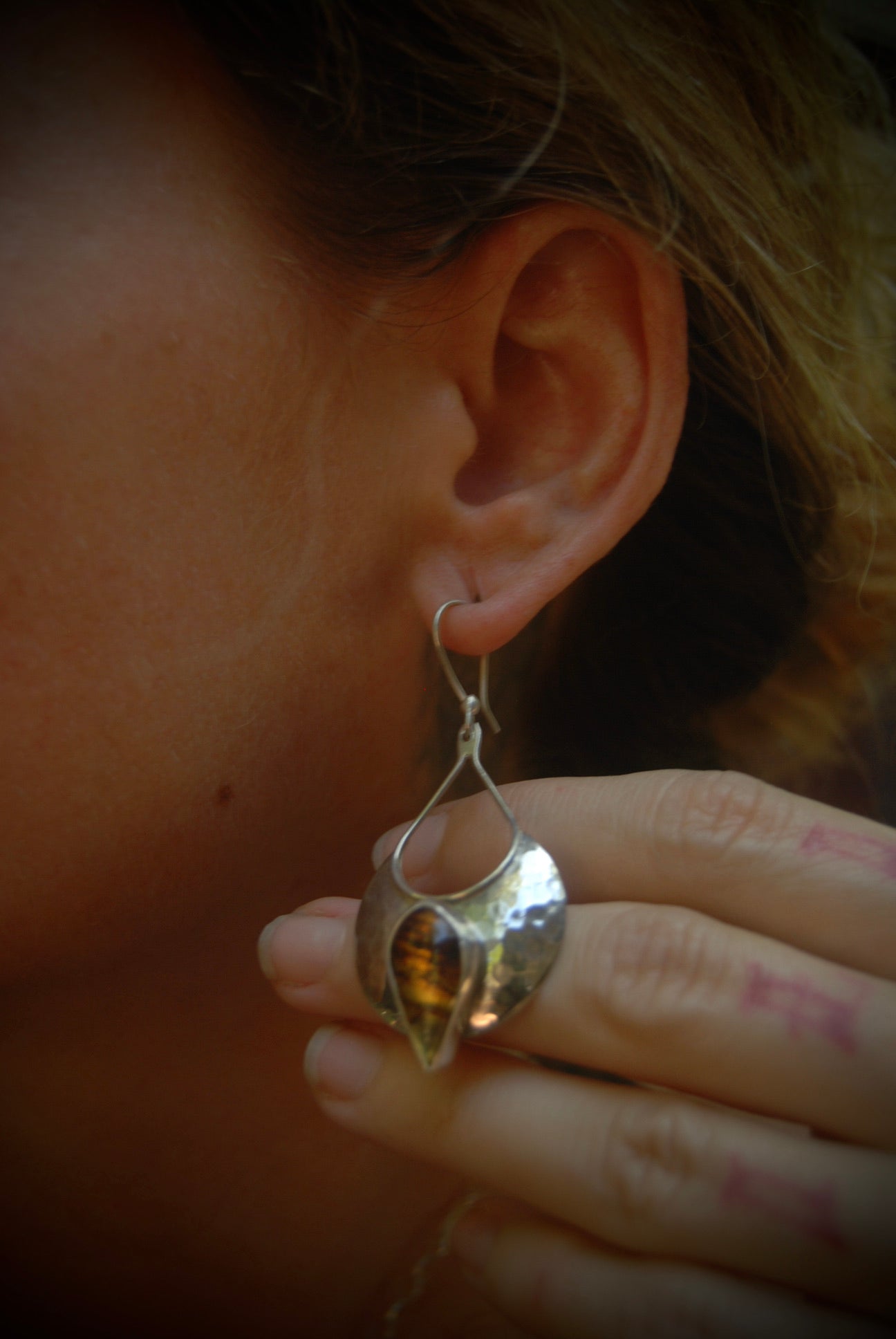 Amber Crescent Earrings