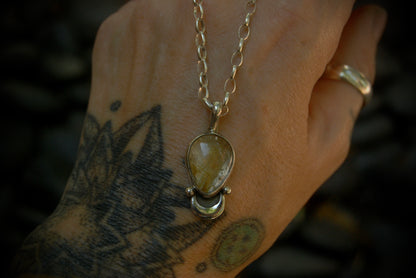 Rutilated Quartz Moon Drop Necklace 2