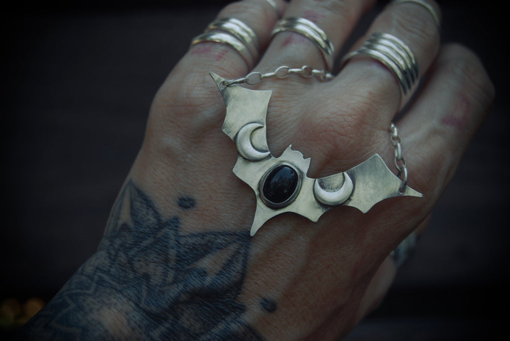 Onyx Bat Necklace
