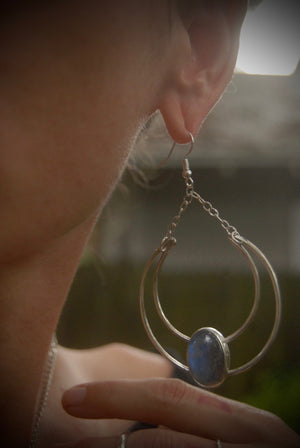 Moonstone Crescent Earrings