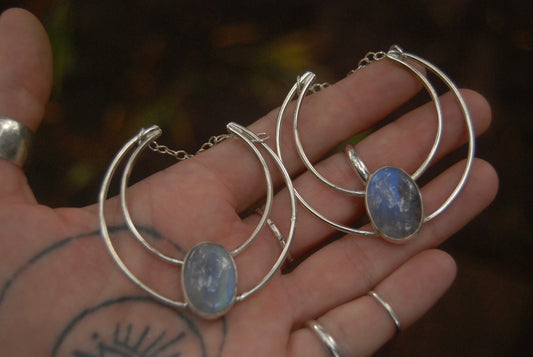 Moonstone Crescent Earrings