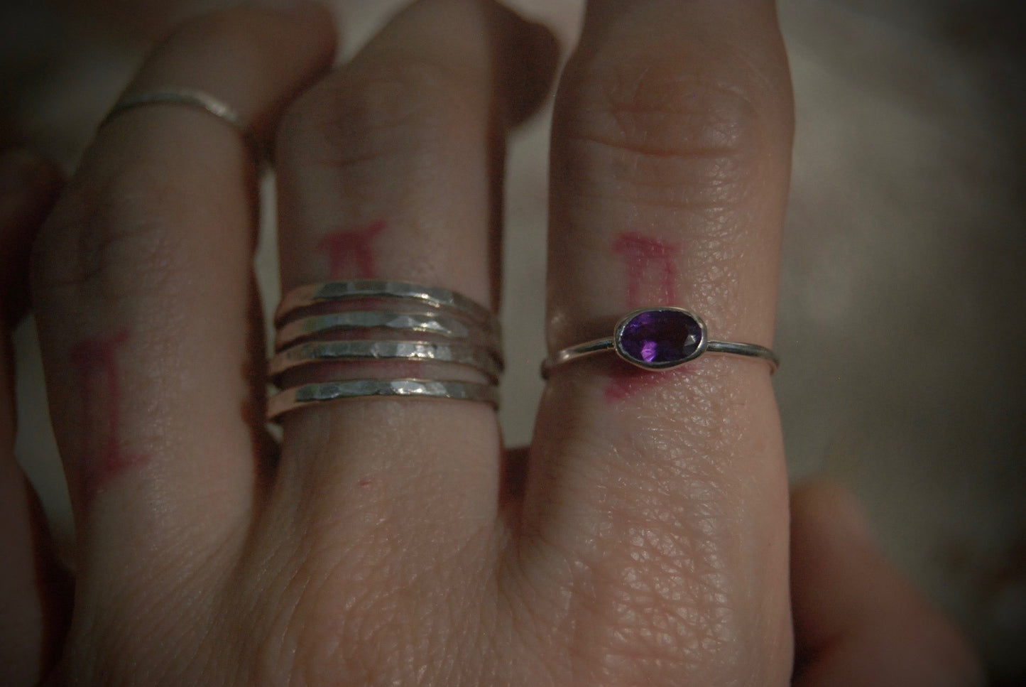 tiny amethyst stack ring |size-7|