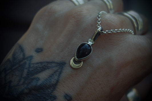 Onyx Moon Drop Necklace