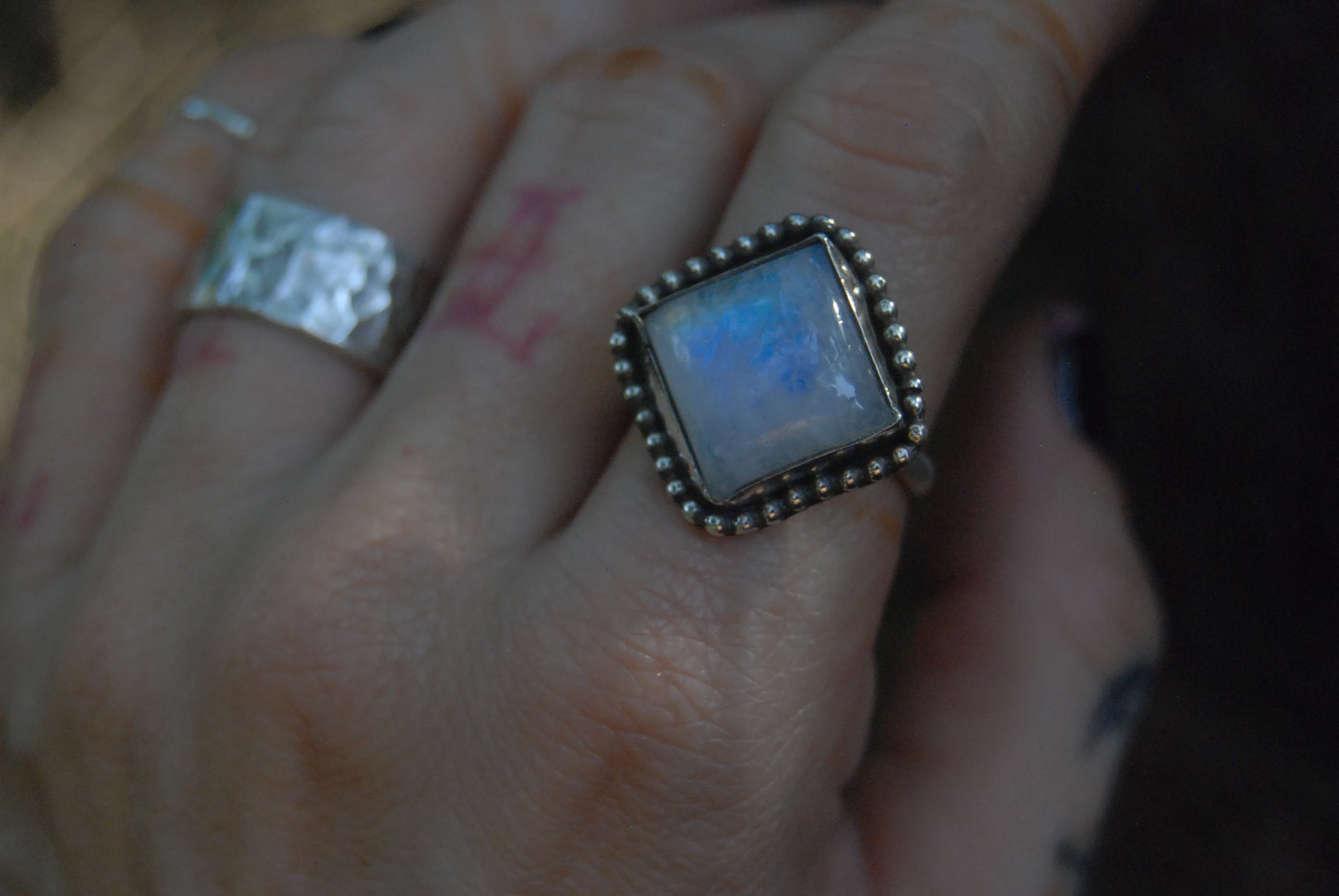 Diamond moonstone ring