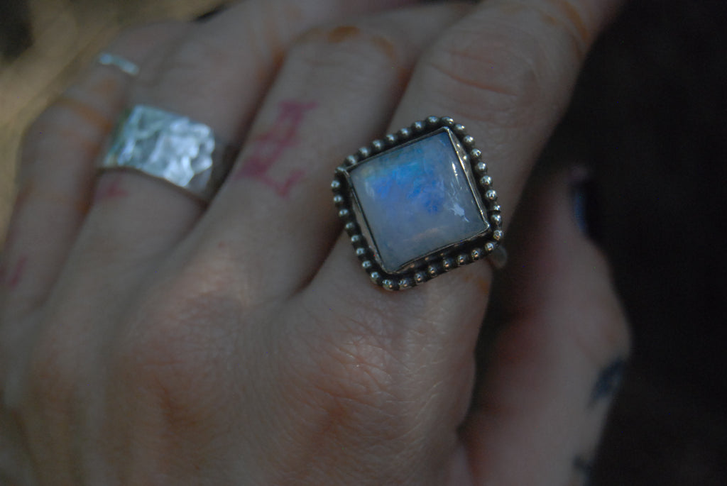 Diamond moonstone ring