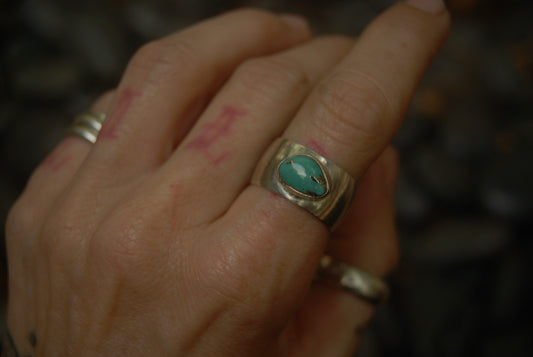 Turquoise Thick Band Ring sz6.5