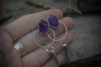 amethyst dagger earrings