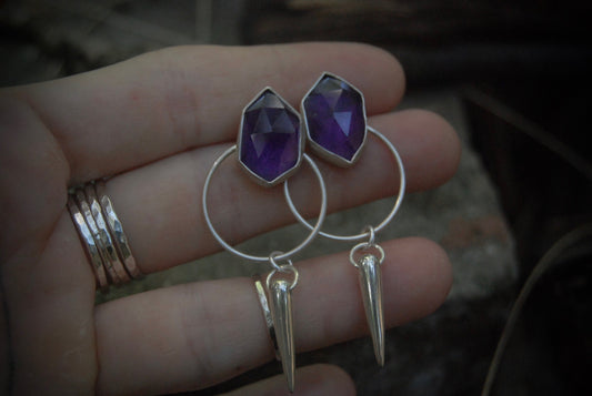 amethyst dagger earrings