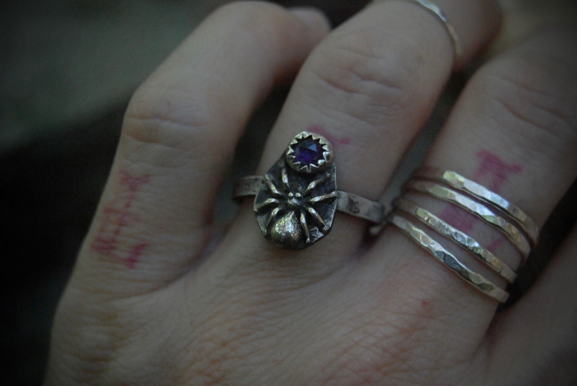 amethyst spider ring |size-6.5|