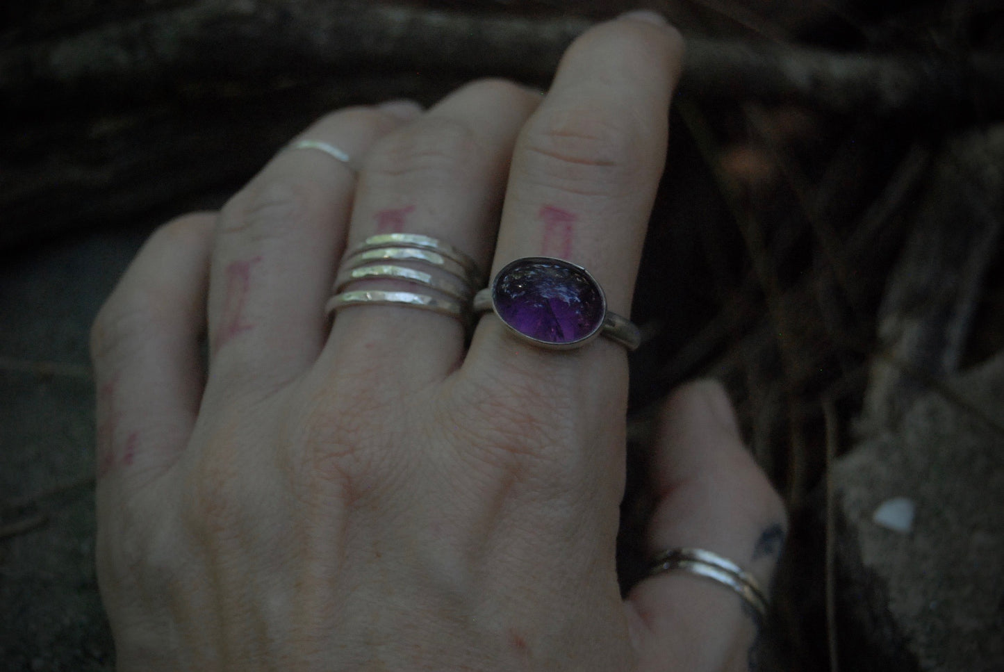 amethyst stack ring |size-9|