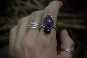 amethyst heart of the night ring |size- 8|