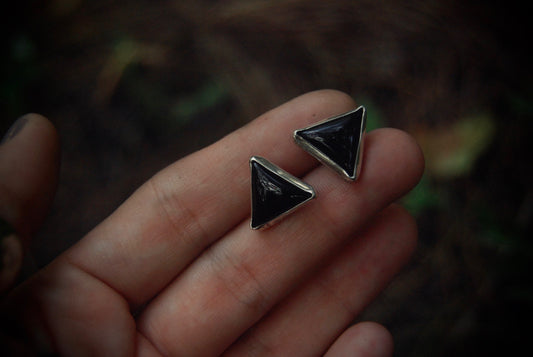 Onyx Triangle Earrings