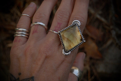 Diamond Amber Moon Ring