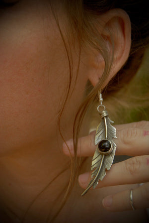 Onyx Feather Earrings