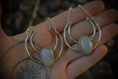 Moonstone Moon Earrings